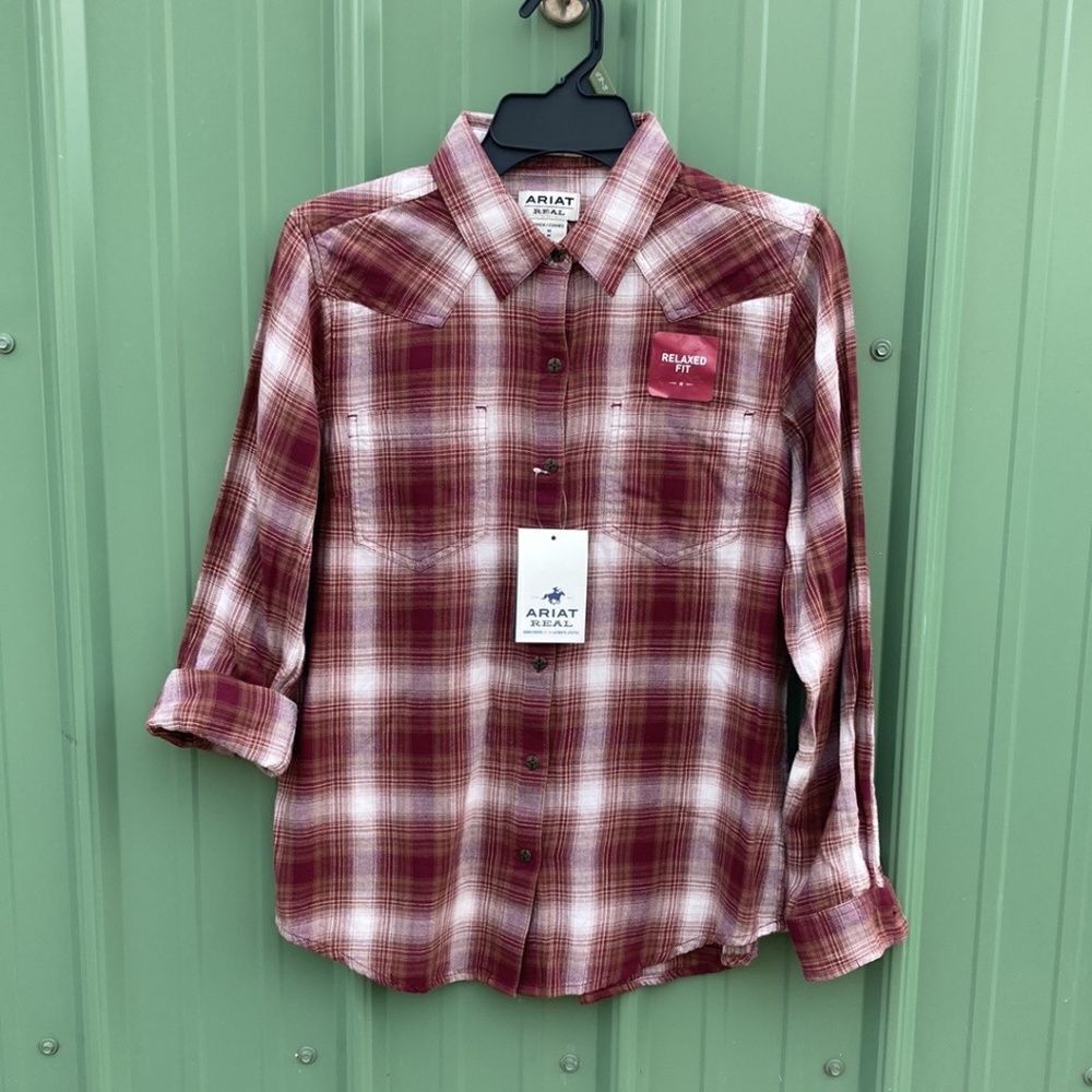 Women’s Ariat Country Western Cowgirl Cotton Flannel Shirt Size M
